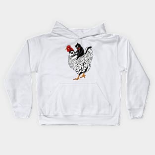 Tuxedo Cat on a Chicken Kids Hoodie